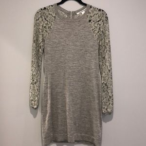 Dianne Von Furstenburg Gray Wool/ Lace Dress